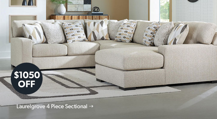 1050 dollars OFF. Click to shop the Laurelgrove 4 Piece Sectional