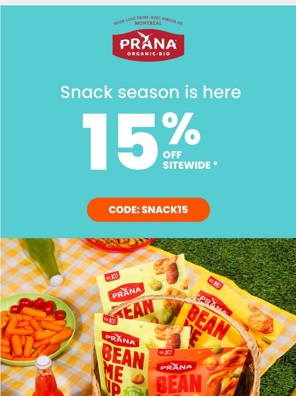 15% OFF* for long weekend snacking 🌞