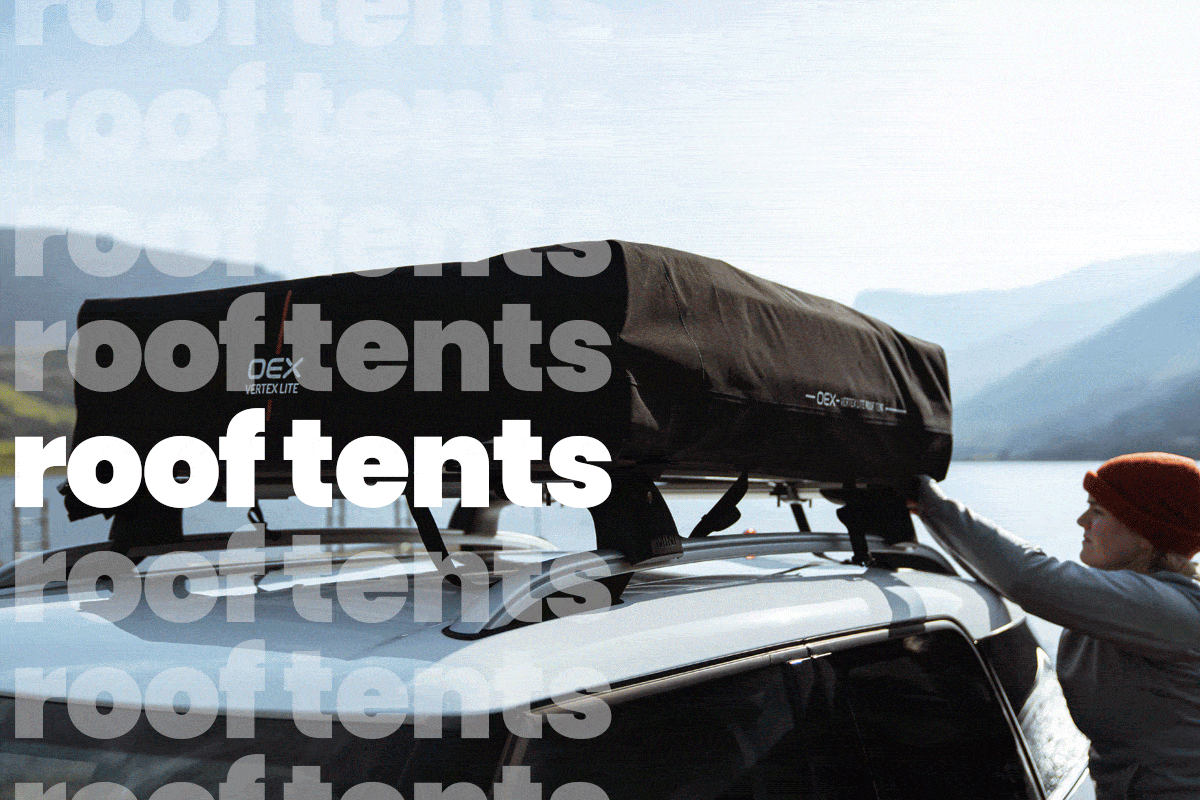 A selection of images in a moving sequence showing people in roof tents.
