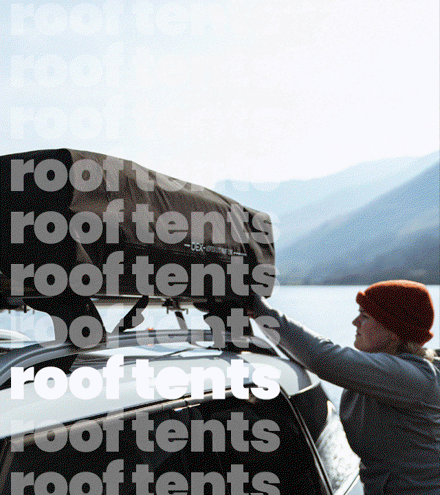 A selection of images in a moving sequence showing people in roof tents.