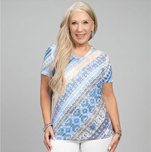 Burnout Abstract Short Sleeve Top With Hotfix