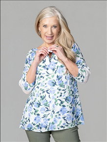Sleeve Top With Tie Neck
