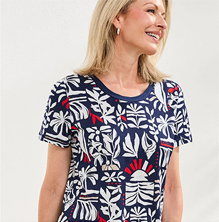 Short Sleeve All Over Print Crewneck Top