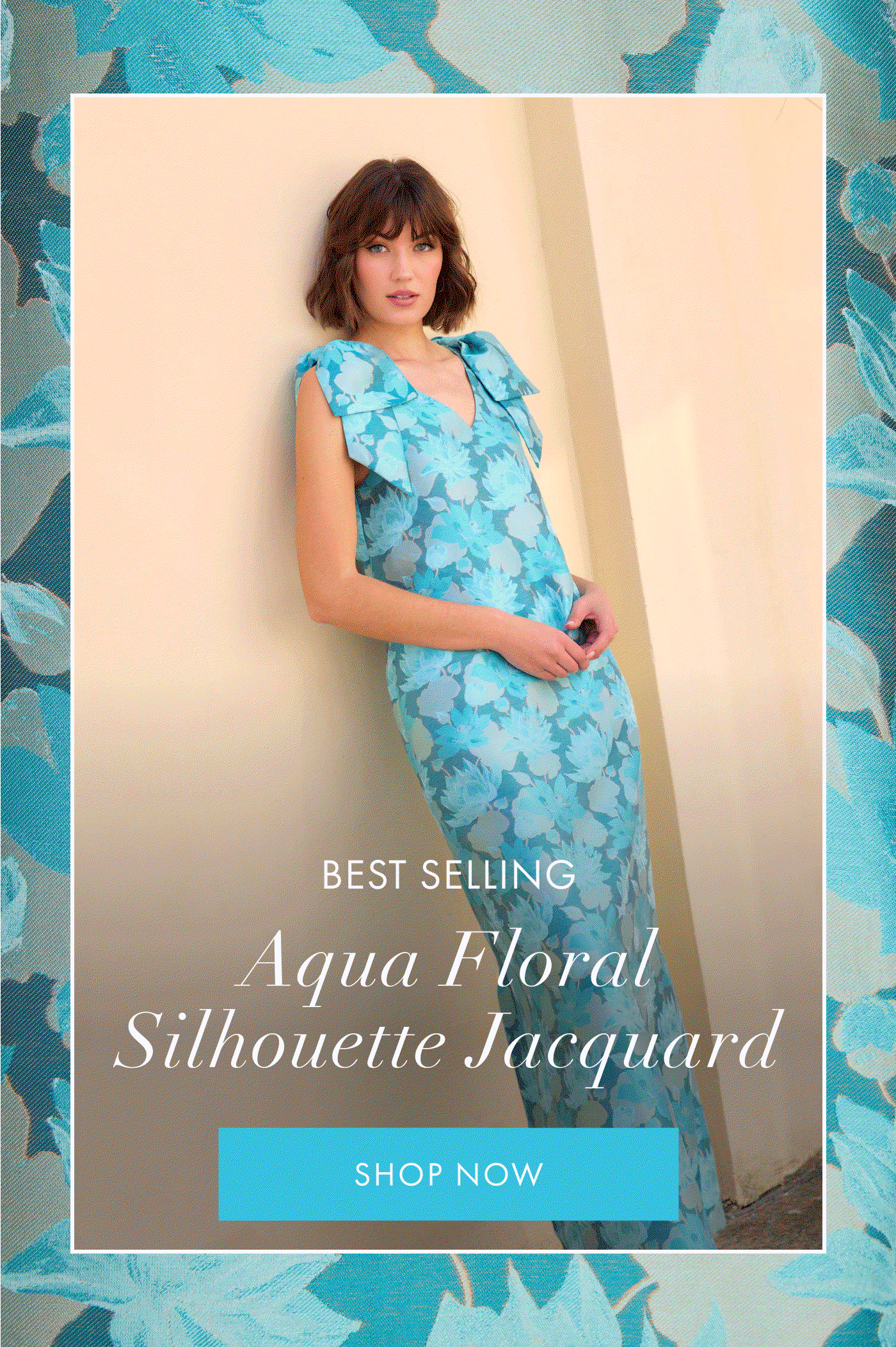 Shop the fabric: Aqua Floral Silhouette Jacquard! 