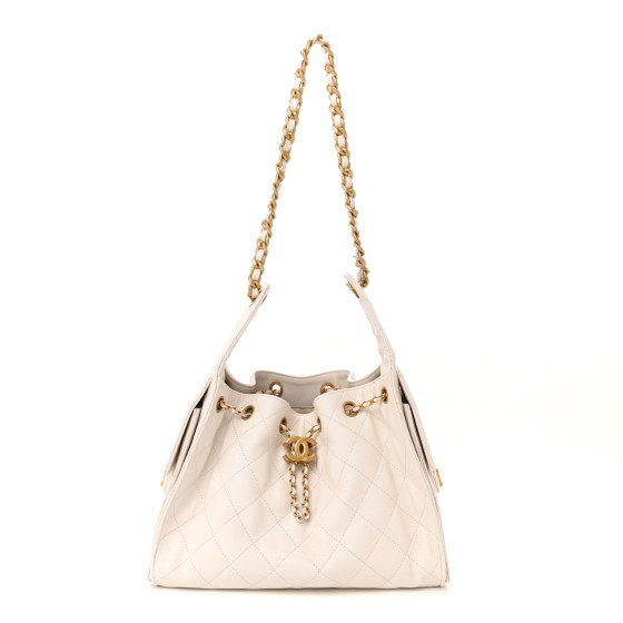 CHANEL Caviar Quilted Small Chanel 25 Handbag White
