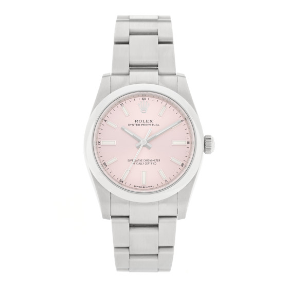 ROLEX Stainless Steel 34mm Oyster Perpetual Watch Pink 124200