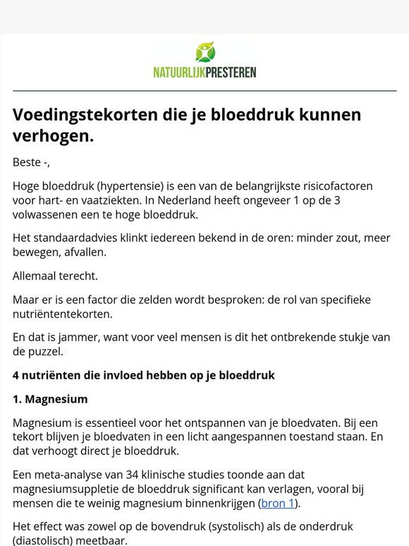 Hoge bloeddruk? Deze 4 tekorten zouden het kunnen verergeren 📈