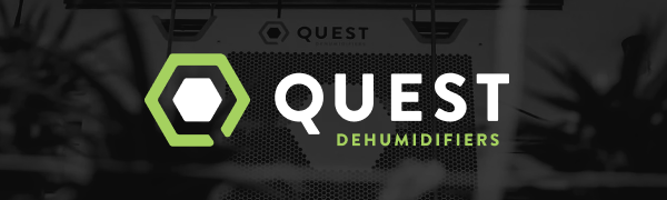 Quest Dehumidifiers Logo with image in background