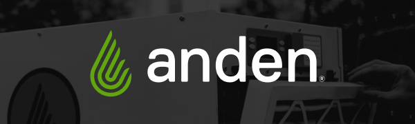 Anden logo with image in background of Anden dehumidifier