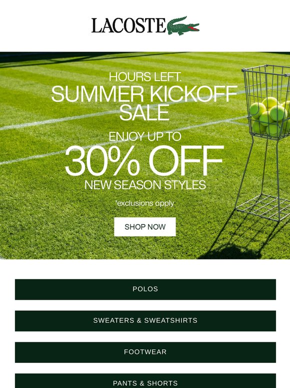 SUMMER KICKOFF SALE. Ends Soon!