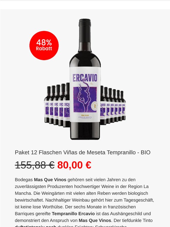 🔥 Nur heute! Viñas de Meseta Tempranillo 🇪🇸 mit 48 % Rabatt 🍷 !