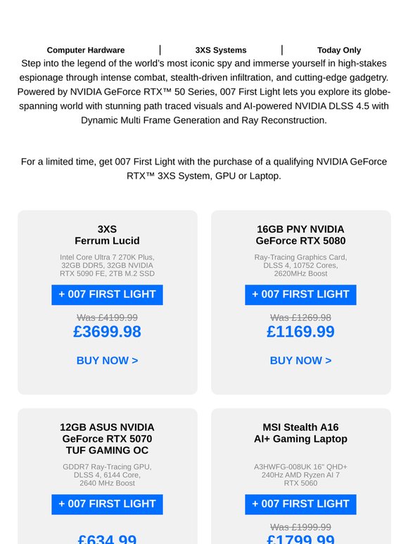 Get 007 First Light FREE with select GeForce RTX 50 Series!