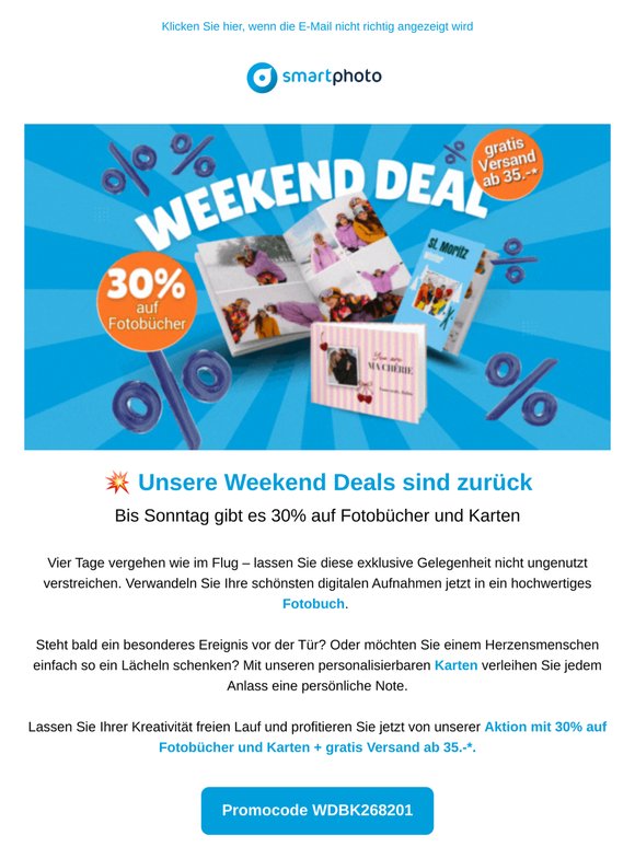 💥 Weekend-Deal, 4 Tage, 30% auf Fotobücher UND Karten
