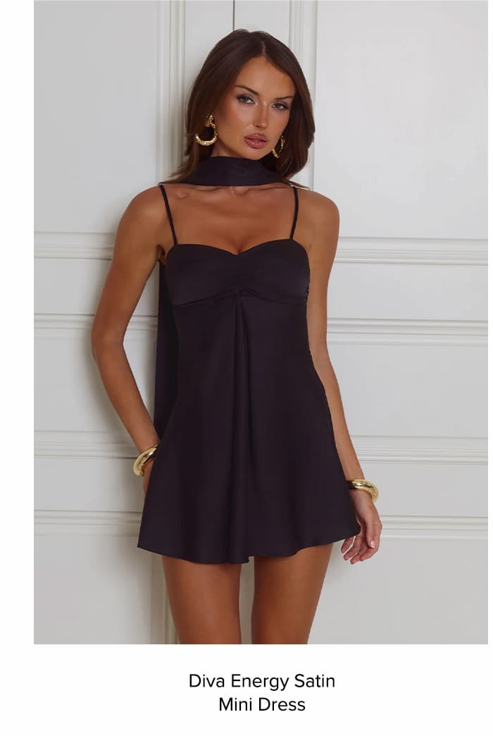 Diva Energy Satin Mini Dress Black