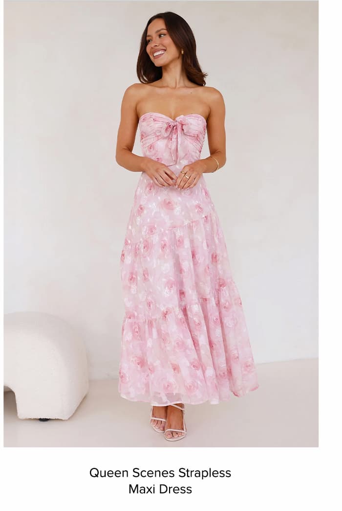 Queen Scenes Strapless Maxi Dress Pink
