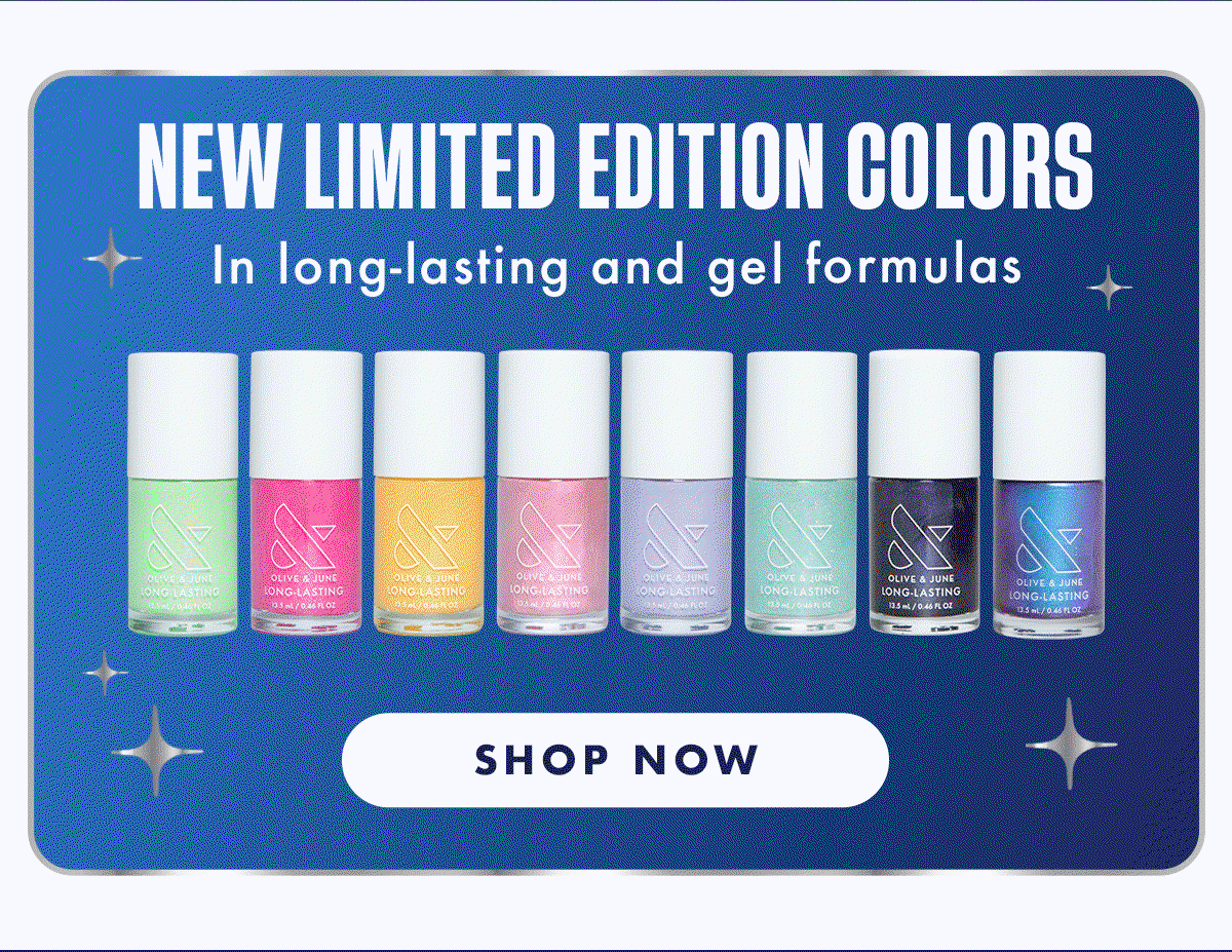 (GIF OF POLISH COLORS IN BOTH GEL AND LONG-LASTING FORMULAS) NEW LIMITED EDITION COLORS: IN LONG-LASTING AND GEL FORMULAS | SHOP NOW
