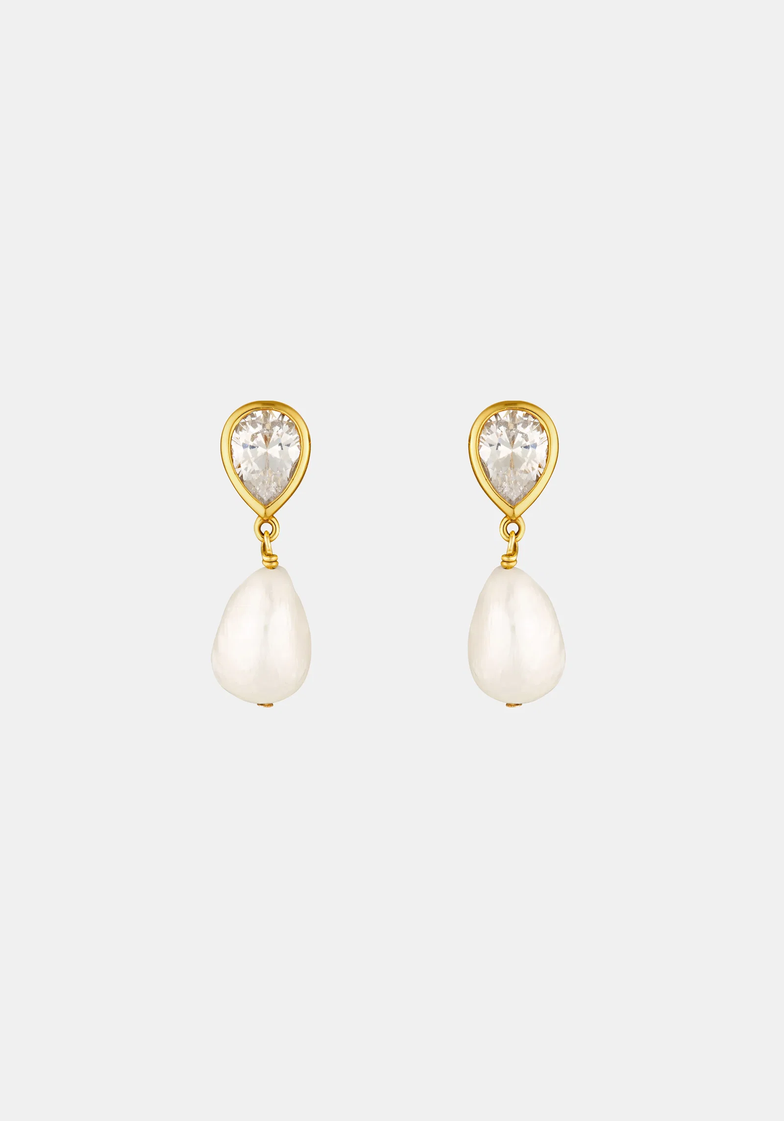 Image of Eros Pear & Pearl Earrings - Gold