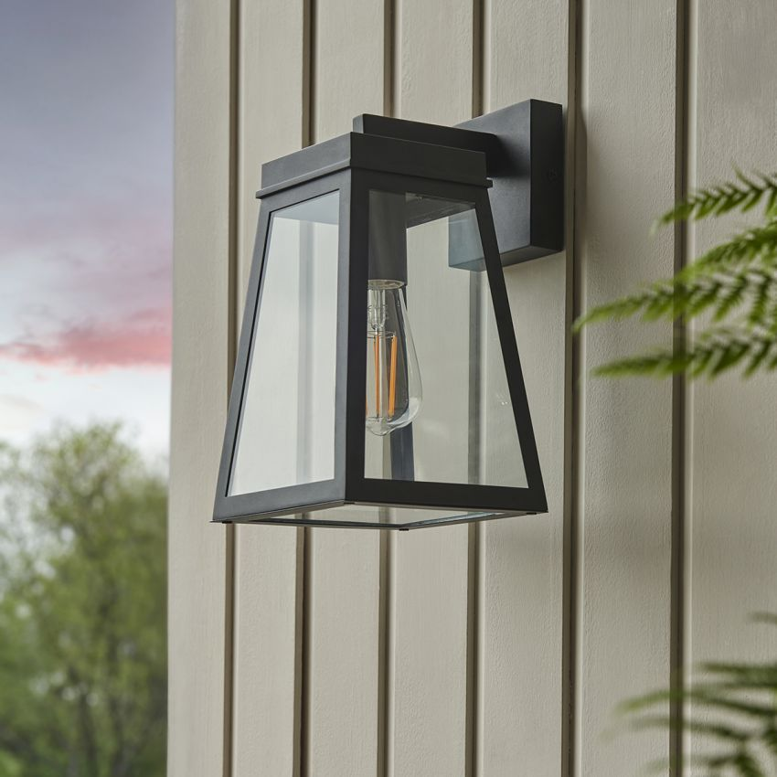 Whyte Wall Light in Textured Black and Glass