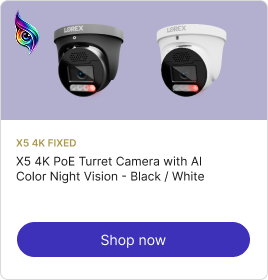 Connect X5 4K PoE Turret Camera with AI Color Night Vision - White/Black