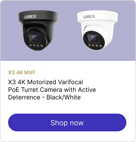 Connect X3 4K Motorized Varifocal PoE Turret Camera with Active Deterrence - Black/White