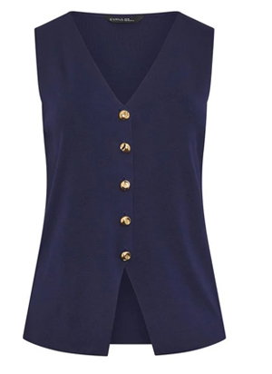 EVANS Curve Navy Blue Knitted Waistcoat
