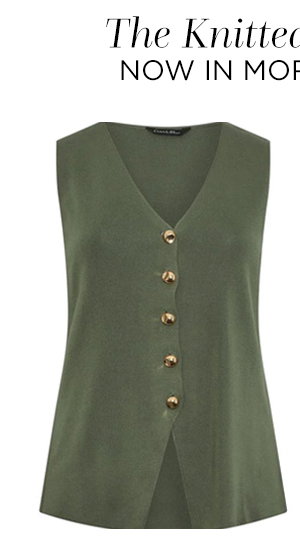 EVANS Curve Khaki Green Knitted Waistcoat