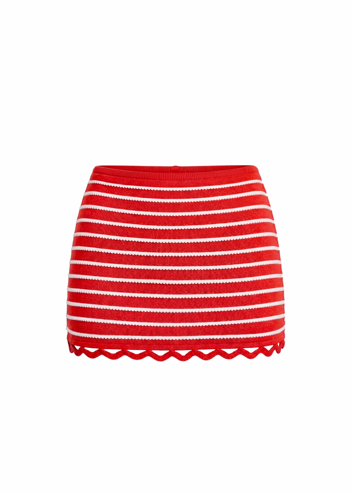 Red and white striped mini skirt