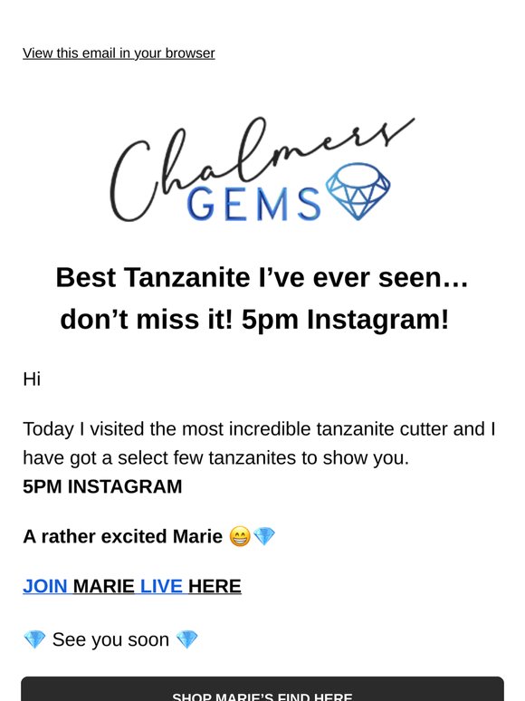 Do not miss... 5pm Instagram! Tanzanite!