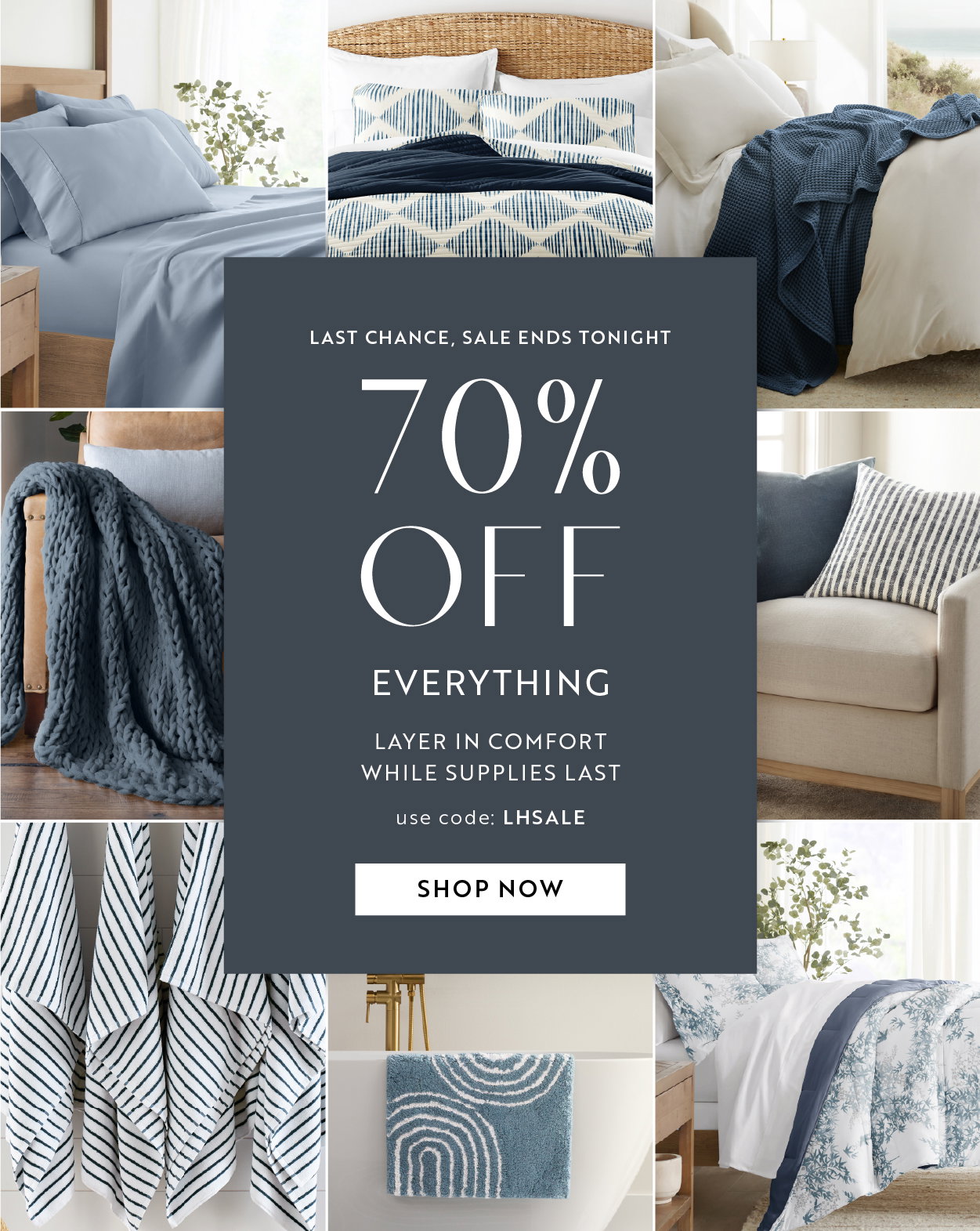 70% off storewide plus free shipping and returns with offer code LHSALE. Hurry, sale ends tonight.