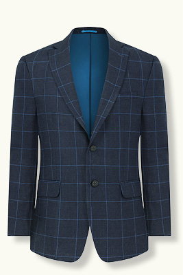 Navy and Blue Check Silk and Wool Jacket