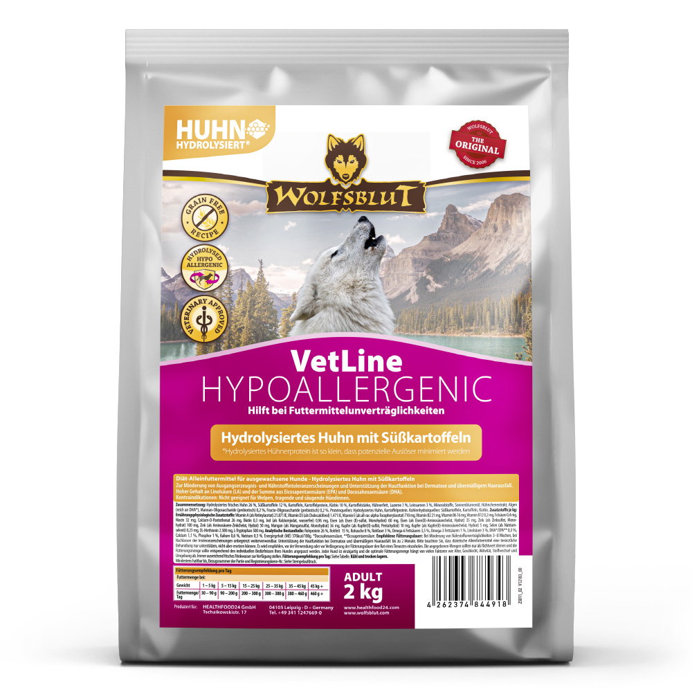 Image of VetLine | Hypoallergenic Hydrolysiertes Huhn | Trockenfutter | 2 kg