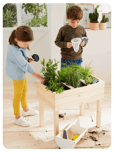 Pflanzkiste aus Holz, Hochbeet - beige
