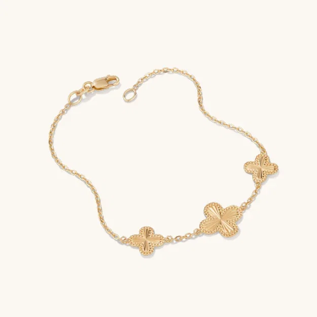 Clover Cable Bracelet in 9kt Yellow Bonded Gold