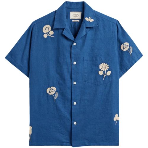 Portuguese Flannel Embroidery Nature Ramie Shirt - Light Blue
