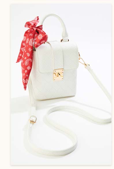 Shop Scarf Strap Woven Faux Leather Boxy Crossbody