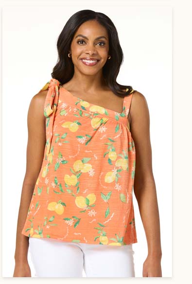 Shop Lemon One Shoulder Tie Top