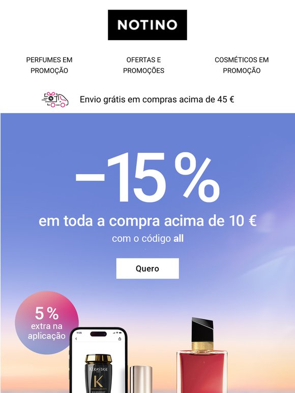 Aproveite um desconto de 15% em todos os produtos em compras acima de 10 €!