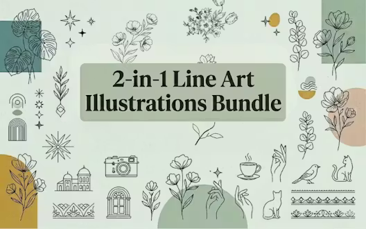 2-in-1 Line Art Illustrations Bundle | Extended Commercial License