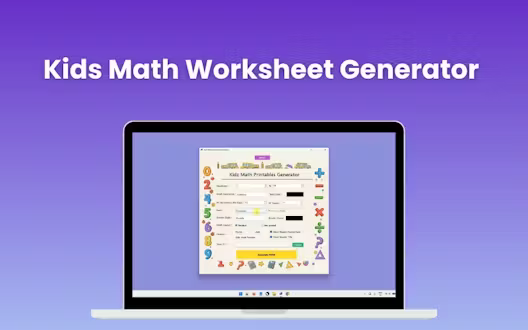 Kids Math Worksheet Generator (Win – 2 PC) | Lifetime Access
