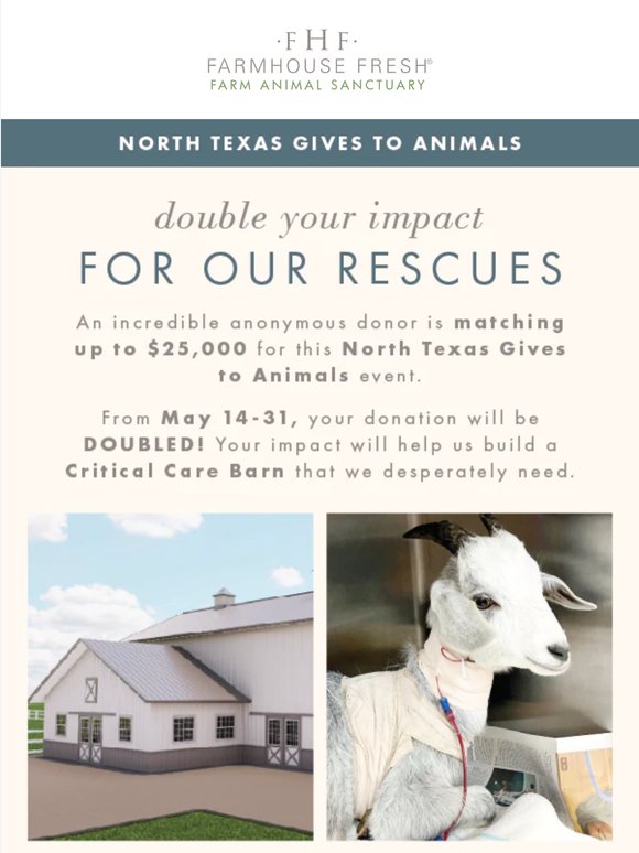 2x Your Impact; $25K Matched!