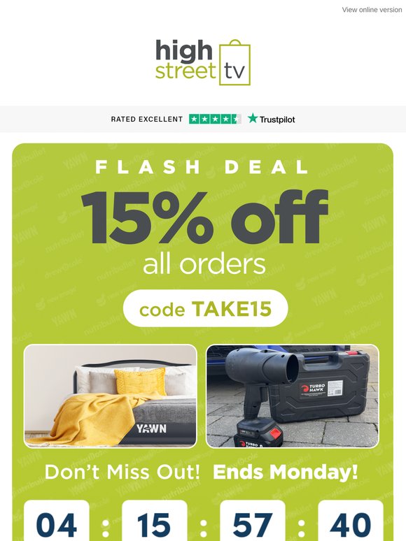 15% off all orders - Flash Deal!