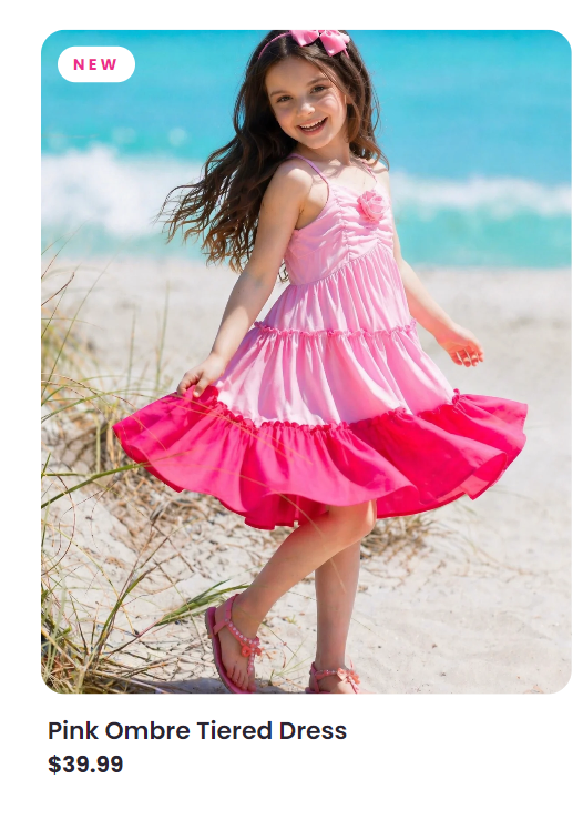 Blushing Pink Ombre Rosette Tiered Dress