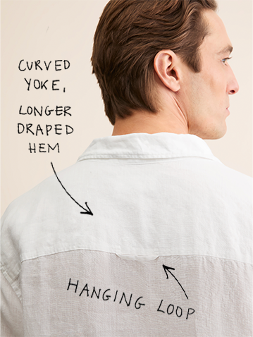 Curved Yoke, Longer Draped Hem, Hanging Loop