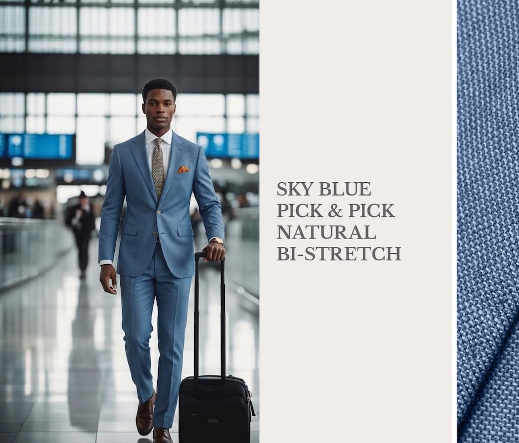 Sky Blue Pick & Pick Natural Bi-Stretch Suit