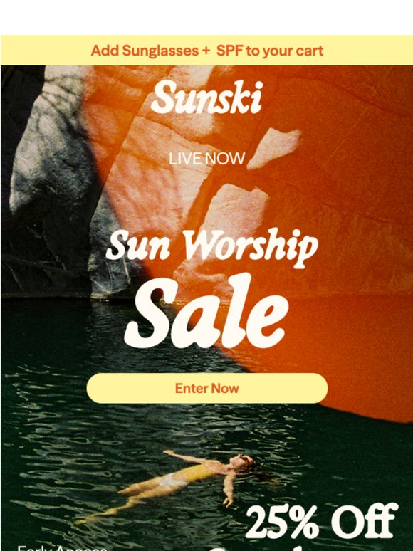 EARLY ACCESS IS LIVE: 25% Off All Sunglasses ☀️