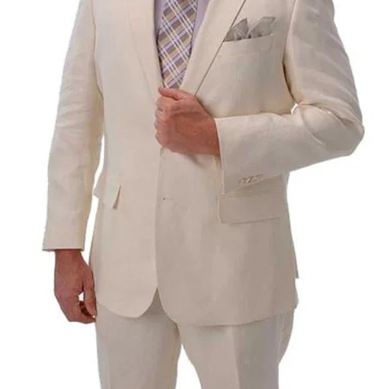 Light Weight Ivory ~ Off White Summer Fabric Ivory ~ Cream ~ Off White Linen Suit - Mens Linen Suit