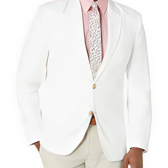 Mens Linen Blazer - Brilliant White Sport Coat