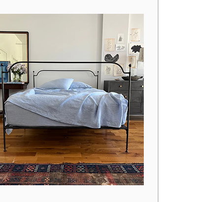 Pale Blue Linen Flat Sheet