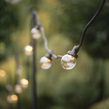 Pro Connect 5m 10 Warm White Connectable Festoon Lights Clear Cap Black Cable