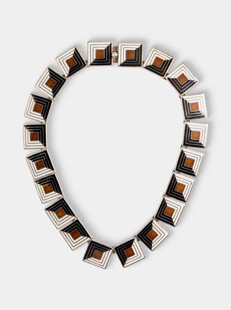 Women's Vintage 1950 Margot de Taxco Mexican Sterling Silver and Enamel Necklace